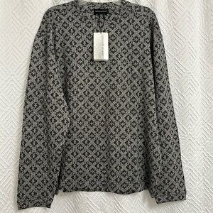 Jhane Barnes Vintage Black Patterned Long Sleeve Shirt Size XL